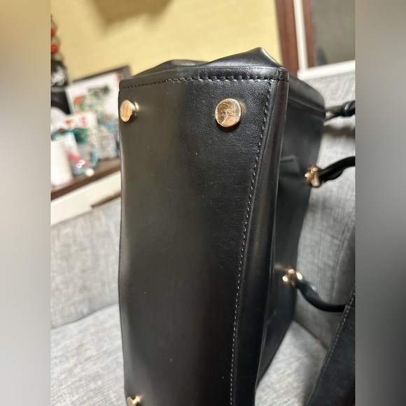 Michael Kors Black Leather Satchel Shoulder Bag Crossbody Purse Benning New - Picture 9 of 9